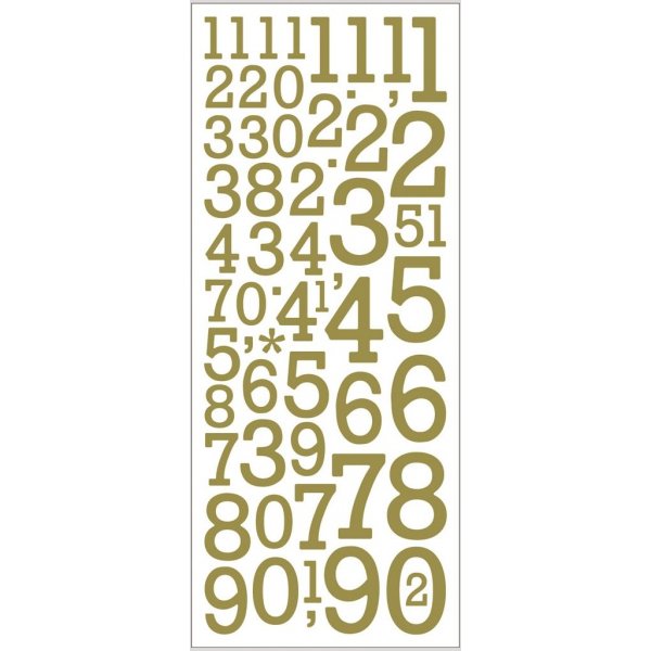 Glitterstickers - goud - cijfers - 2 vellen