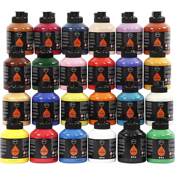 Pigment Art School - gemengde kleuren - zijdeglans - 24 x 500 ml Pigment Art School - gemengde kleuren - zijdeglans - 24 x 500 ml