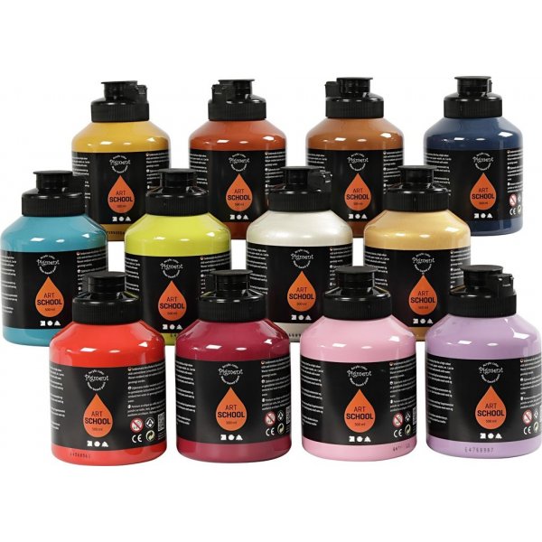 Pigment Art School - complementaire kleuren - halfglanzend - 12 x 500 ml