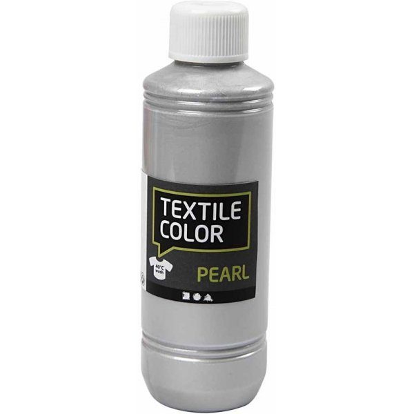 Textielkleur - zilver - parelmoer - 250 ml Textielkleur - zilver - parelmoer - 250 ml