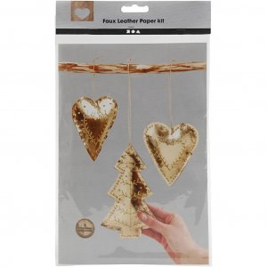 DIY-pakket - Kerstfiguren van leerpapier - Goud DIY-pakket - Kerstfiguren van leerpapier - Goud