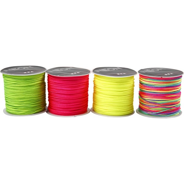 Stropdaskoord - neon groen - neon roze - neon geel - neon mix - 8 x 28 m Stropdaskoord - neon groen - neon roze - neon geel - neon mix - 8 x 28 m