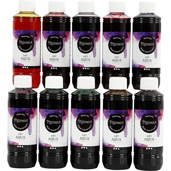 Vloeibare aquarelverf - gemengde kleuren - 10 x 250 ml Vloeibare aquarelverf - gemengde kleuren - 10 x 250 ml
