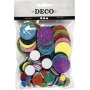 Decoratieve rubberen cirkels - gemengde glitterkleuren - 150 st