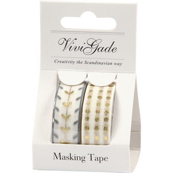 Washi tape - Goud/wit - Hartjes en stippen - folie Washi tape - Goud/wit - Hartjes en stippen - folie