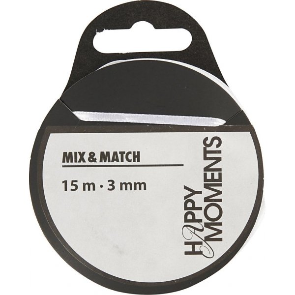 Satijnen lint - wit - B3 mm - 15 m