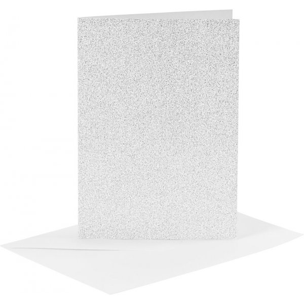 Kaarten en enveloppen - zilver - glitter - 11,5 x 16,5 cm - 4 sets Kaarten en enveloppen - zilver - glitter - 11,5 x 16,5 cm - 4 sets