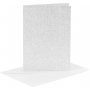 Kaarten en enveloppen - zilver - glitter - 11,5 x 16,5 cm - 4 sets
