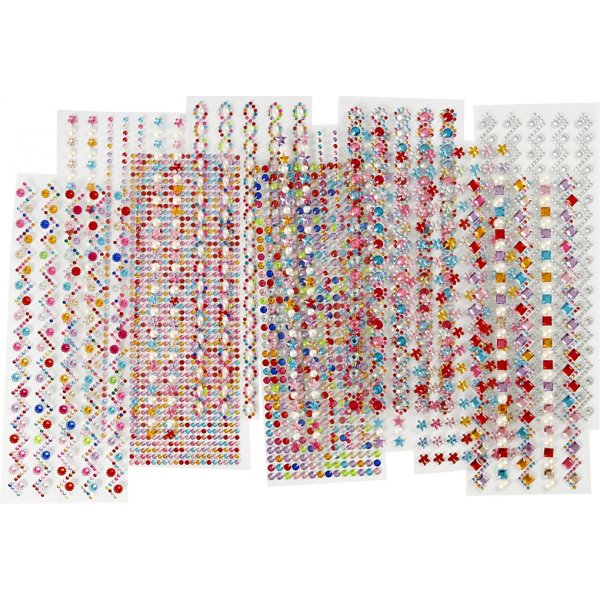 Strasstenen - 2-10 mm - 27 x 9 cm, 12 vellen, inhoud kan variren