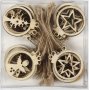 Houten ornamenten - Kerstthema - 24 st