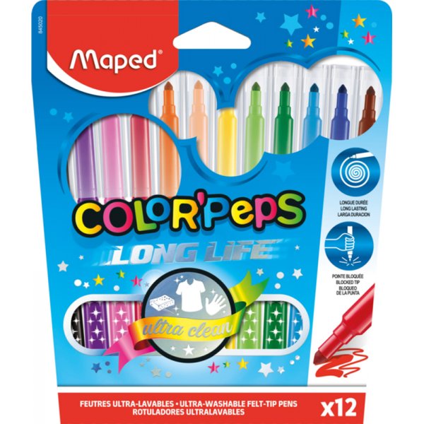 Vezelpennenset - Maped - ColorPeps "Long life" wasbare pennen