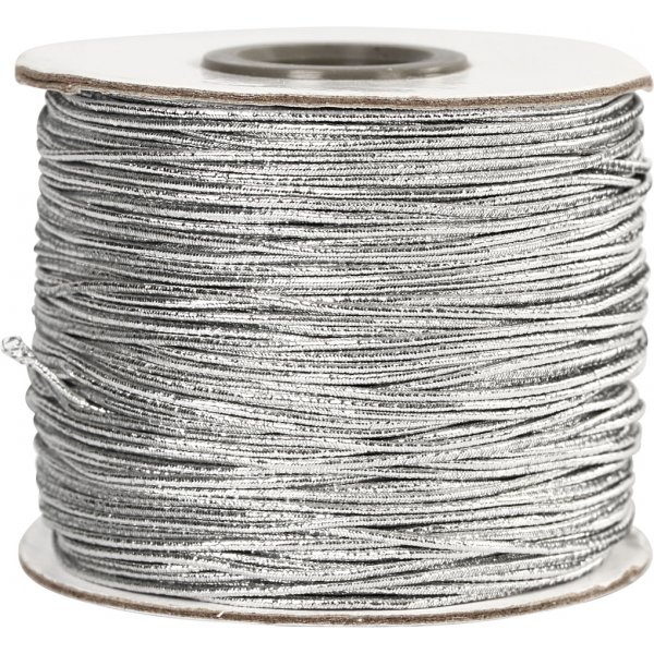 Elastisch koord 1 mm - zilver metallic - 100 m