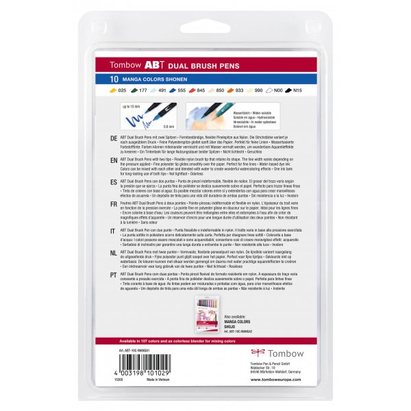 Tombow ABT Dual Brush Pen Manga Shonen 10-pack Tombow ABT Dual Brush Pen Manga Shonen 10-pack