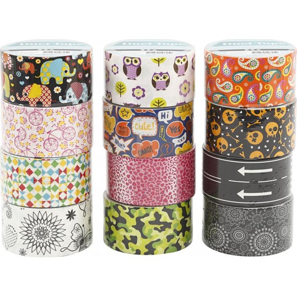 Ducttape - patroon - gemengde kleuren - 12 x 5 m