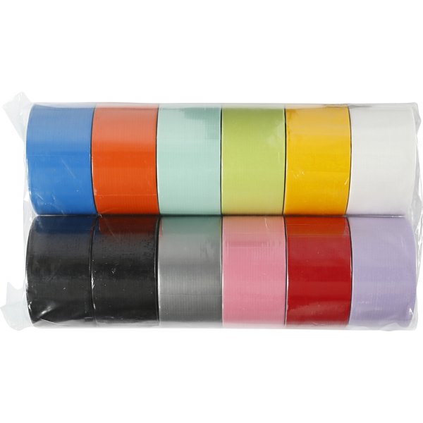 Ducttape - gemengde kleuren - 12 x 5 m Ducttape - gemengde kleuren - 12 x 5 m