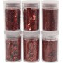 Glitter en pailletten - rood - 6 x 5 gr