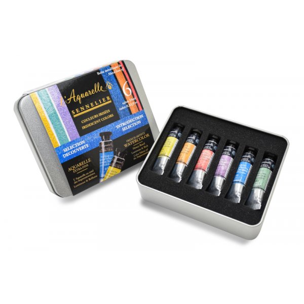 Aquarelset - Sennelier - Artist LAquarelle iriserend - 6x10 ml - Metalen doosje