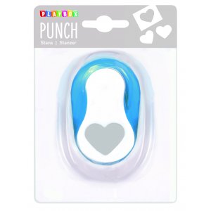 Punch hart 2,5 cm - Blauw/wit