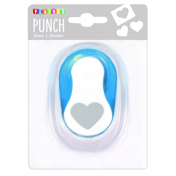 Punch hart 2,5 cm - Blauw/wit