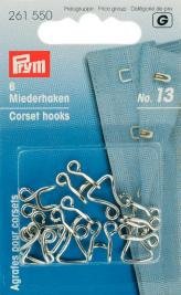Korsetkooi messing nr. 13, groot zilverkleurig, 6 st Korsetkooi messing nr. 13, groot zilverkleurig, 6 st