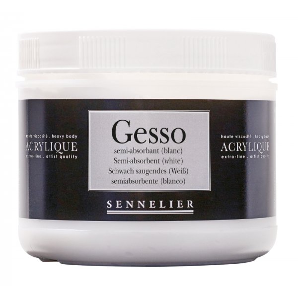 Acrylmedium Sennelier 500 ml - Semi-absorberende Gesso (wit)