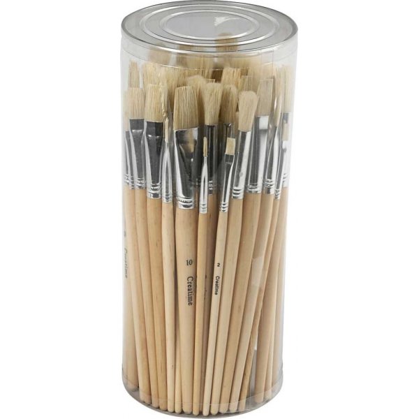 Nature Line penselen - nr. 1+2+3+4+5+6+7+8+9+10 - plat, rond - 80 stuks