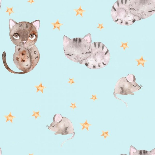 Patroon Tricot 150 cm - Kat & Muis mint