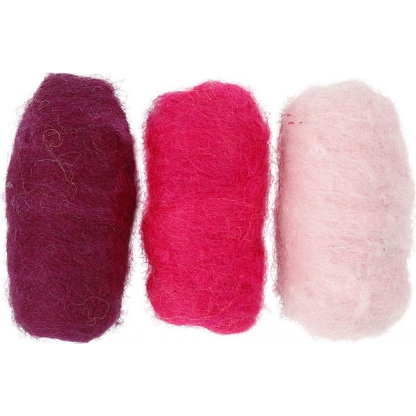 Gekaarde Wol - paars/roze harmonie - 3 x 10 gr