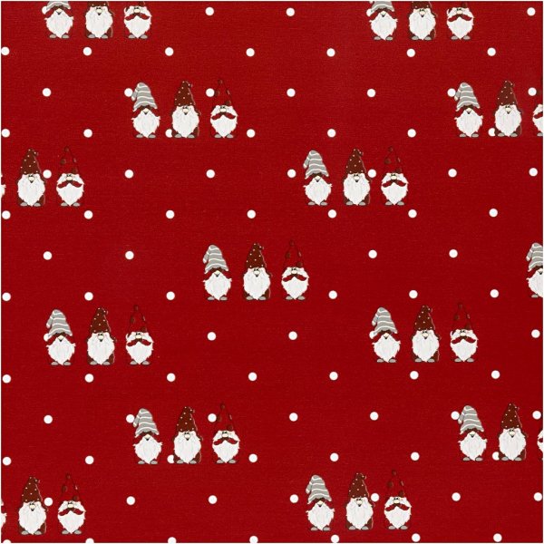 Cadeaupapier - rood - Scandinavische kerstman - 5 m Cadeaupapier - rood - Scandinavische kerstman - 5 m