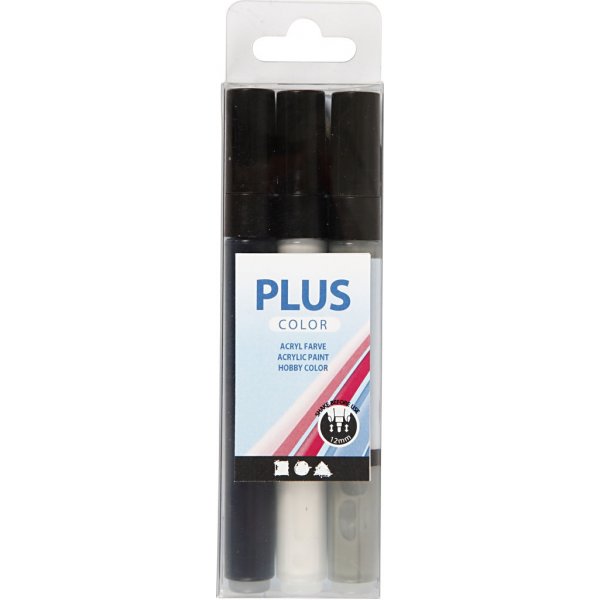 Plus Color Marker - zwart - gebroken wit - regengrijs - 3 st Plus Color Marker - zwart - gebroken wit - regengrijs - 3 st