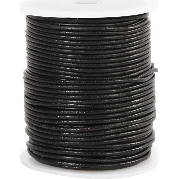 Leren koord - zwart - 2 mm - 50 m
