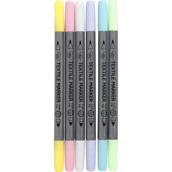 Textielstiften - pastelkleuren - 6 st