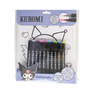 Kuromi schilderen op nummer set - 4 motieven met 10 stiften Kuromi schilderen op nummer set - 4 motieven met 10 stiften