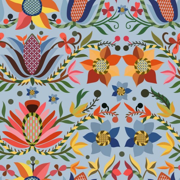 Jersey met patroon 150 cm - Hembygd Blauw