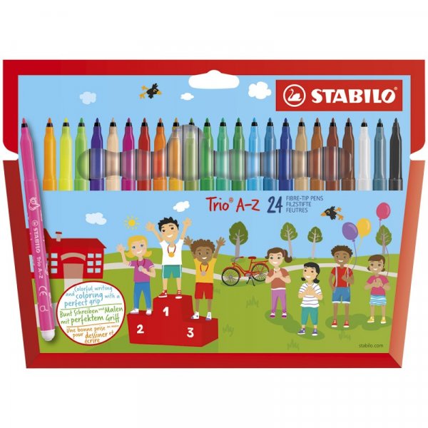 Vezelpennen Trio AZ - 24-pack met tekenblok
