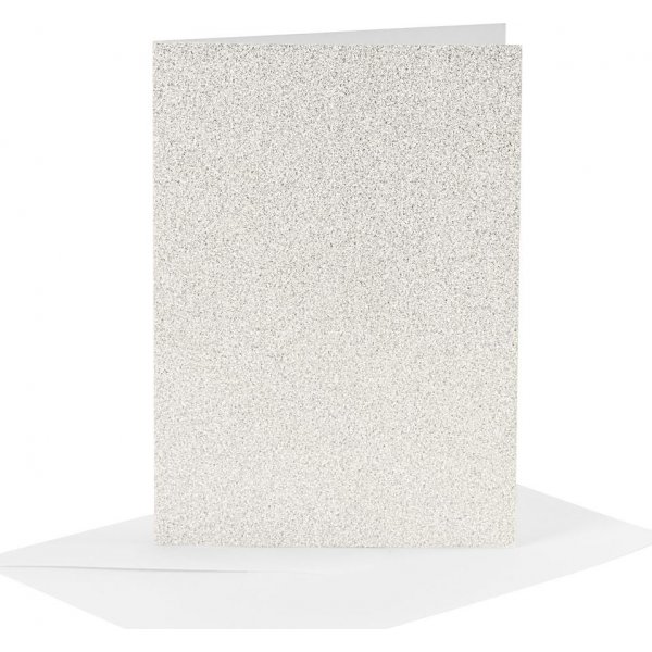 Kaarten en enveloppen - wit - glitter - 11,5 x 16,5 cm - 4 sets