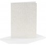 Kaarten en enveloppen - wit - glitter - 11,5 x 16,5 cm - 4 sets