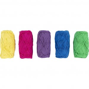 Katoengaren 8/4, gemengde kleuren, 5 x 50 m, 5 x 20 g