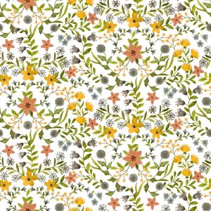 Oliezeil met blad- en bloemmotief - Terracotta Oliezeil met blad- en bloemmotief - Terracotta