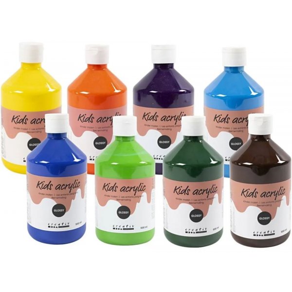 Acrylverf voor kinderen Glanzend - 8x500 ml
