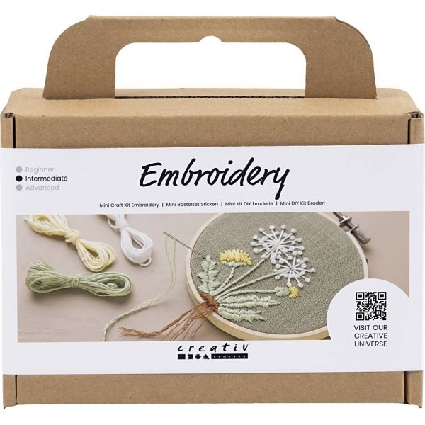 Mini DIY Kit Borduren - stoffig groen - Borduurring
