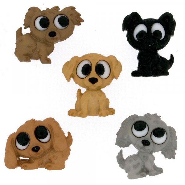 Veelkleurige knopen 17x21 - 22x17 mm - Speelse honden