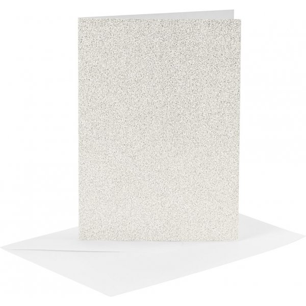 Kaarten en enveloppen - wit - glitter - 11,5 x 16,5 cm - 4 sets Kaarten en enveloppen - wit - glitter - 11,5 x 16,5 cm - 4 sets
