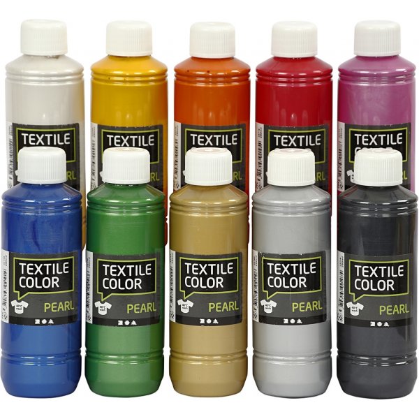 Textile Colour - gemengde kleuren - parelmoer - 10 x 250 ml Textile Colour - gemengde kleuren - parelmoer - 10 x 250 ml