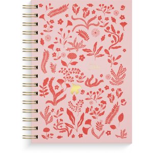 Notitieboekje A5 roze met botanische lijnen, spiraalgebonden. Notitieboekje A5 roze met botanische lijnen, spiraalgebonden.