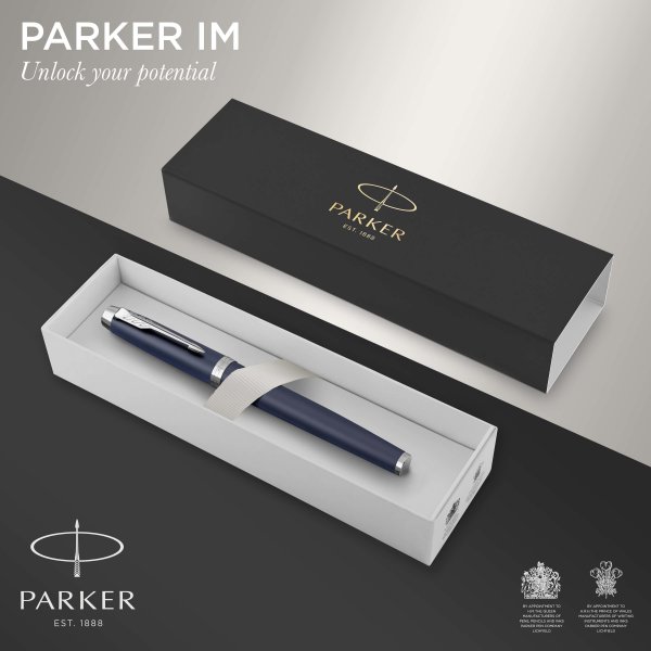 Rollerball Parker IM - Matblauw CT Rollerball - Fijn zwart
