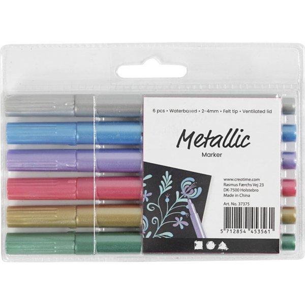 Metallic marker - metallic kleuren - 6 st Metallic marker - metallic kleuren - 6 st