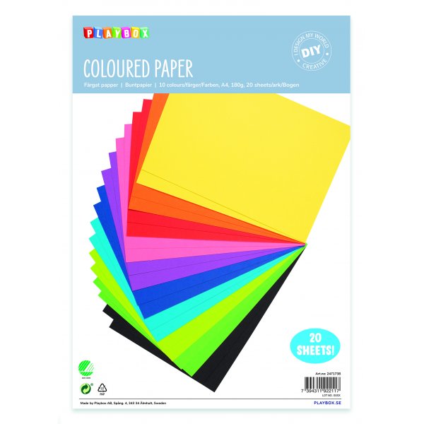 Papiermix A4 180g - 10 kleuren x 2 st