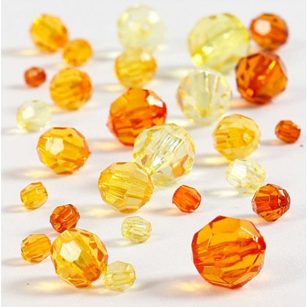 Harmony kunststof facetkralen - gemengd - geel - 45 gr