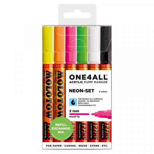 Acrylstiften One4All 2mm 6 Pennen - Neon